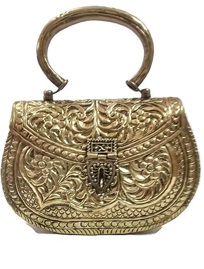 Trend Overseas Women's Vintage Handmade Brass Metal Hand Carving Clutches Handbag