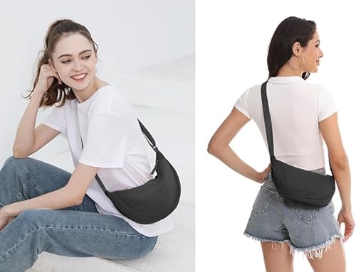 Crescent Bag for Women & Men, Compact Crossbody Sling Bag with Adjustable Strap