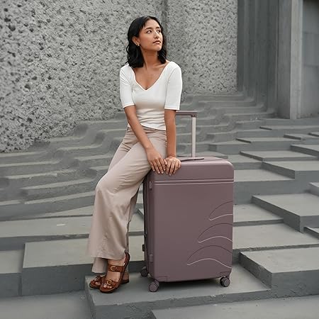 Check-in Large Luggage Trolley Bag, Polycarbonate Expandable up to 8L, TSA Lock, Silent 8 Spinner Wheels, Hard Shell Suitcase Blue