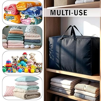 Moisture Proof Extra Large Toys/Stationery Paper/Blankets/Clothes Storage Bag/Moving Bags/Shifting bags (Black,86x34x54 cm)-Rectangular