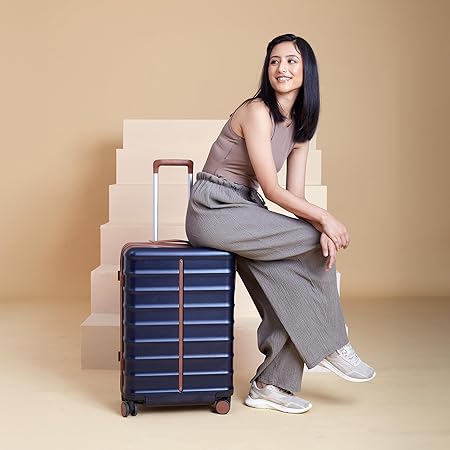 Premium Polycarbonate Hard Shell Trolley Bag for Business Travel, Blue, 24-Inch