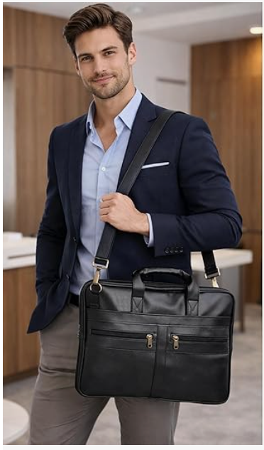 Messenger Office Bag Briefcase for Work for Men black