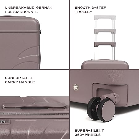 Check-in Large Luggage Trolley Bag, Polycarbonate Expandable up to 8L, TSA Lock, Silent 8 Spinner Wheels, Hard Shell Suitcase Blue