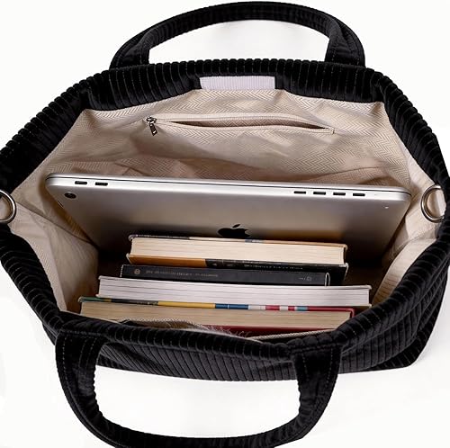 Korean Tote Bag Aesthetic Corduroy Canvas Handbag for Women Zipper Casual Large Capacity Shoulder Bag
