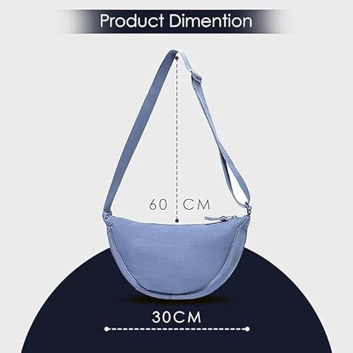 Half-moon Shaped Crossbody Shoulder Bag with Adjustable Strap for Women Men
