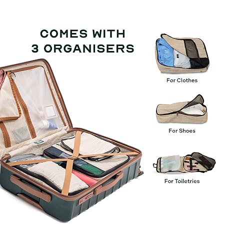 Premium Polycarbonate Hard Shell Trolley Bag for Business Travel, Green, 24-Inch