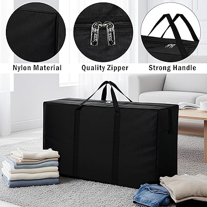 Moisture Proof Extra Large Toys/Stationery Paper/Blankets/Clothes Storage Bag/Moving Bags/Shifting bags (Black,86x34x54 cm)-Rectangular
