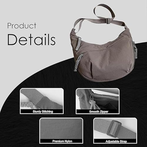 Stvin Crossbody Travel Sling Bags for Women and Men, Crescent Shoulder Purse Bag with Zipper