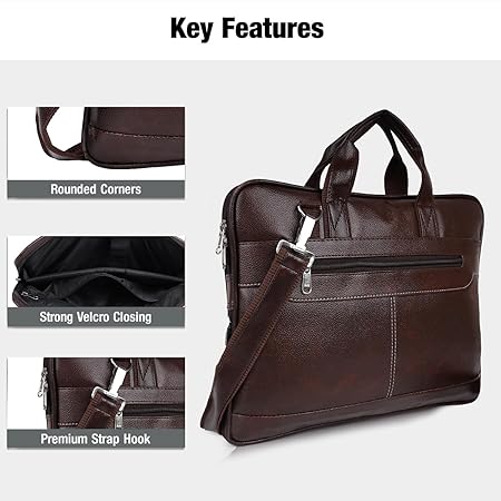 Messenger Bag - Laptop Bag for Men, PU Leather Expandable,Multiple Organisers,Detachable Unisex Formal/Casual/Office Use Hand Bag,Supports Laptop Upto 15.6 inches (Brown)
