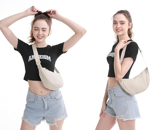 Crescent Bag for Women & Men, Compact Crossbody Sling Bag with Adjustable Strap