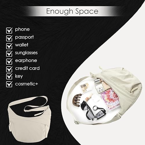 Stvin Crossbody Travel Sling Bags for Women and Men, Crescent Shoulder Purse Bag with Zipper
