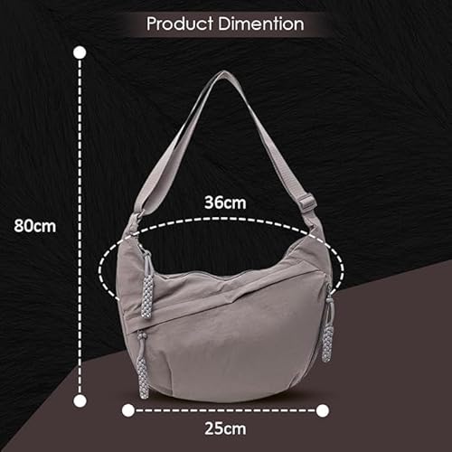Stvin Crossbody Travel Sling Bags for Women and Men, Crescent Shoulder Purse Bag with Zipper