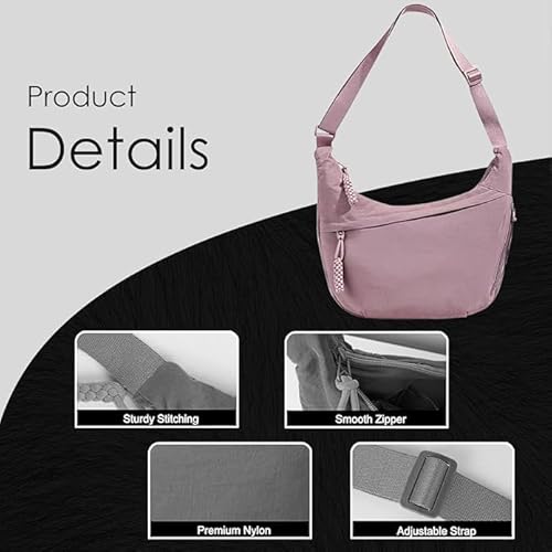 Stvin Crossbody Travel Sling Bags for Women and Men, Crescent Shoulder Purse Bag with Zipper