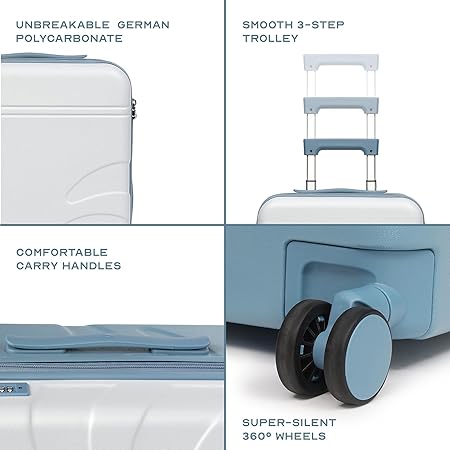 Check-in Large Luggage Trolley Bag, Polycarbonate Expandable up to 8L, TSA Lock, Silent 8 Spinner Wheels, Hard Shell Suitcase Blue