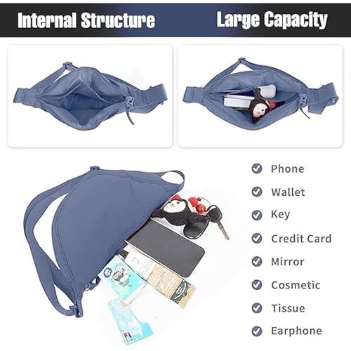 Half-moon Shaped Crossbody Shoulder Bag with Adjustable Strap for Women Men