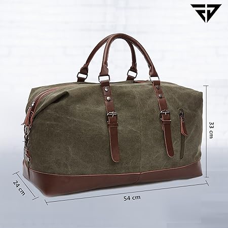 Weekender Travel Duffle Cabin Bag with Detachable Shoulder Strap (Military Green)