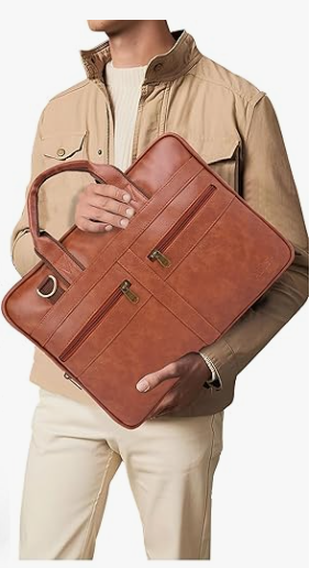 Messenger Office Bag Briefcase for Work for Men Tan