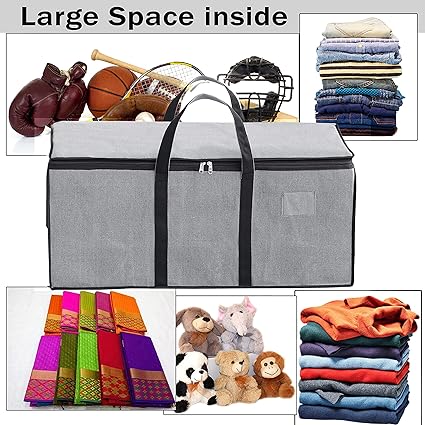 Multi-Purpose Heavy Duty Moisture Proof 81 Litres Canvas Super-Size Jumbo Storage Bag/Toys/Blankets/Stationery/Clothes/Moving bags With Strong Reinforced Handles Rectangular(87x26x36cm), Grey