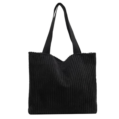 Korean Tote Bag Aesthetic Corduroy Canvas Handbag for Women black