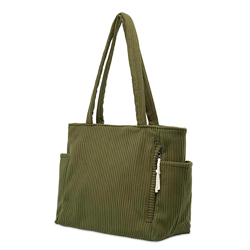 Korean Tote Bag Aesthetic Corduroy Canvas Handbag for Women Green